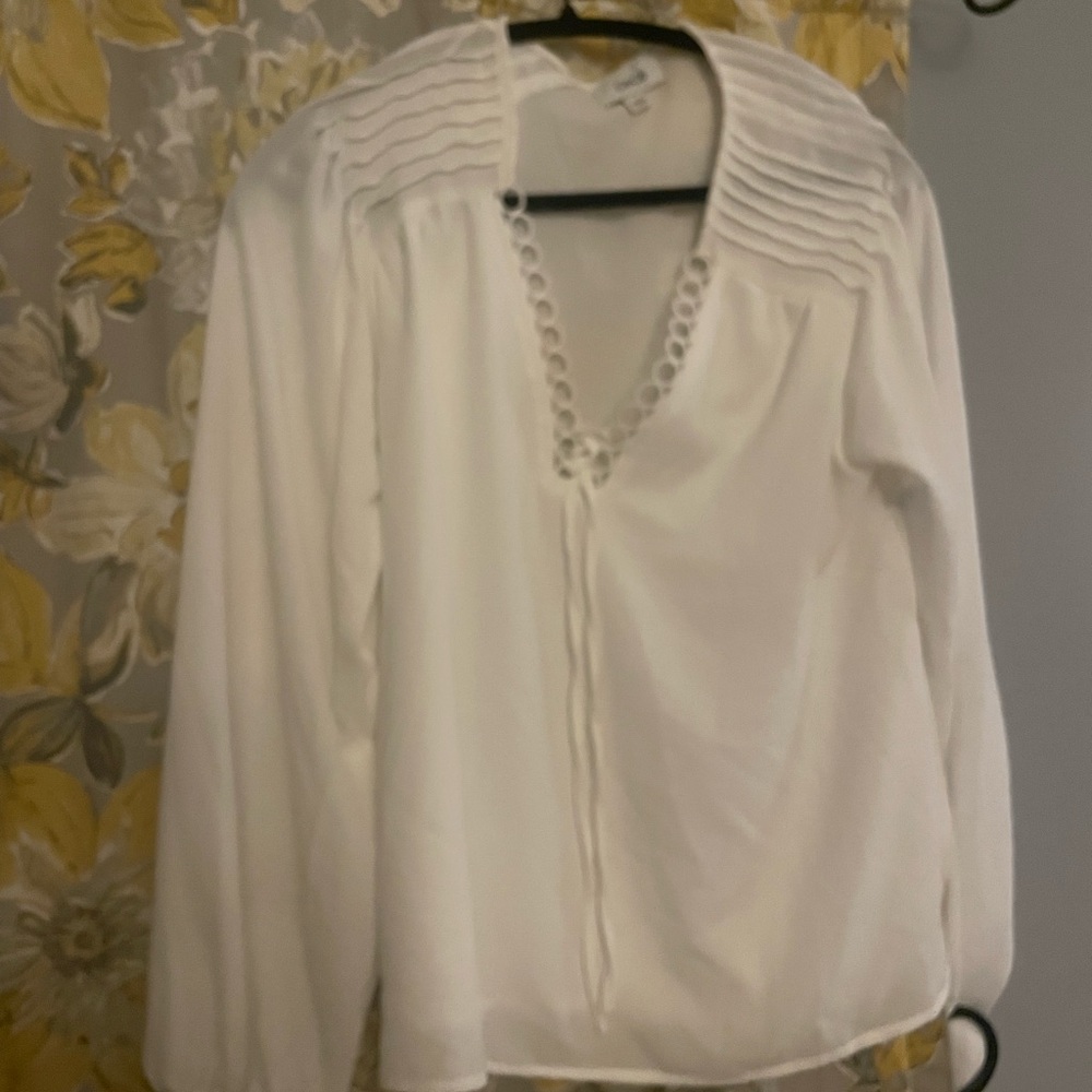CeCe White Blouse with Pleated Details